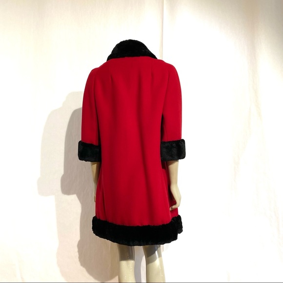 Vintage Red and Black Wool Coat - Picture 5 of 14